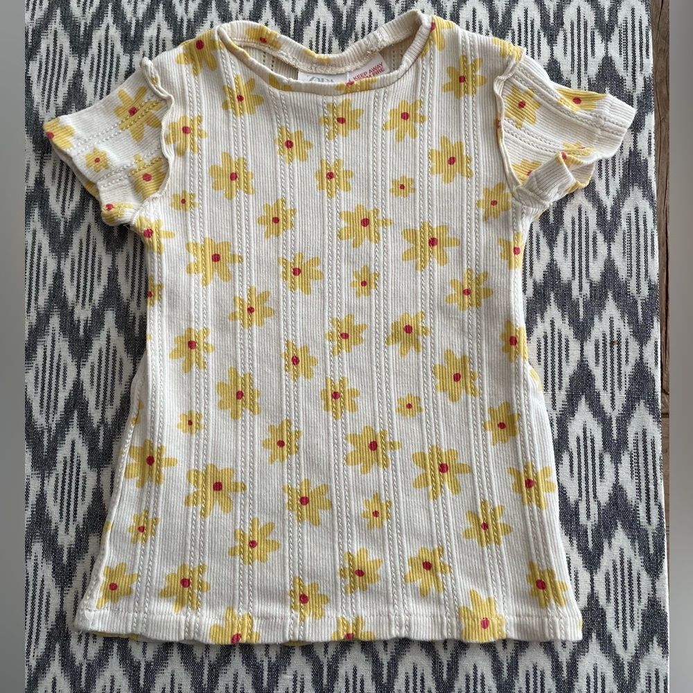 Zara: Toddler Ribbed Yellow Floral T-Shirt